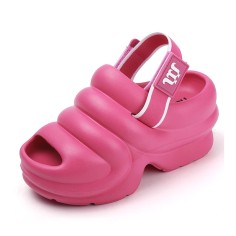 Peep Toe Lightweight Summer Casual Slingback Wedges Sandals Slippers - Rose