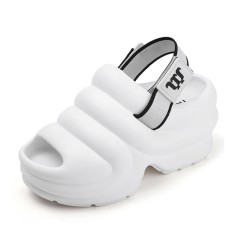 Peep Toe Lightweight Summer Casual Slingback Wedges Sandals Slippers - White