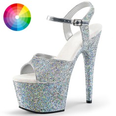 Peep Toe Shiny Stiletto Heels Sequin Bling Ankle Buckle Straps Platforms Pumps - Custom Color