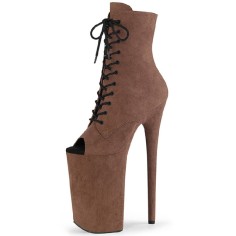 Peep Toe Stiletto Heels Black Lace Up Platforms Ankle Highs Boots - Sienna