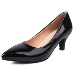 Pointed Toe Kitten Heels Vintage Style Pumps - Black