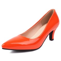 Pointed Toe Kitten Heels Vintage Style Pumps - Orange