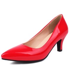 Pointed Toe Kitten Heels Vintage Style Pumps - Red