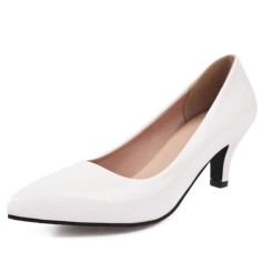 Pointed Toe Kitten Heels Vintage Style Pumps - White