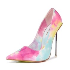 Pointed Toe Metal Stiletto Heels Classic Pumps - Lavender Patent