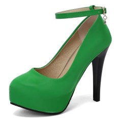 Pointed Toe Ankle Buckle Straps Stiletto Heels Platforms Pumps - Green