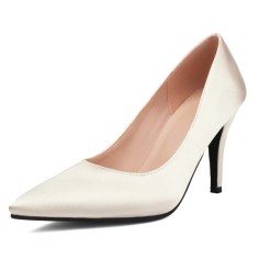 Pointed Toe Stiletto Heels Classic Pumps - Champagne Satin