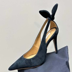Pointed Toe Back Buttefly Slip On Cute Fashion Pumps - Black Flock
