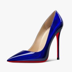 Pointed Toe Stiletto Heels Laser Powder Pumps - Blue Patent