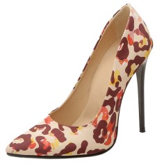 Pointed Toe Stiletto Heels Pumps - Camouflage Apricot Synthetic