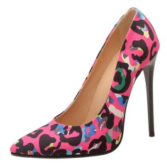 Pointed Toe Stiletto Heels Pumps - Camouflage Pink Synthetic