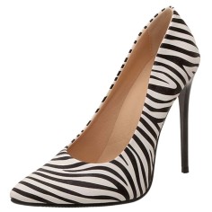 Pointed Toe Stiletto Heels Pumps - Zebra Synthetic