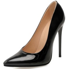 Pointed Toe Stiletto Heels Pumps - Black Patent