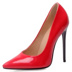 Pointed Toe Stiletto Heels Pumps - Red Patent