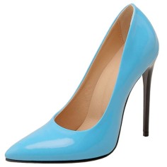 Pointed Toe Stiletto Heels Pumps - SkyBlue Patent
