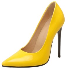 Pointed Toe Stiletto Heels Pumps - Yellow Patent