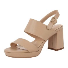 Double Strap Sandals with Buckle - Beige