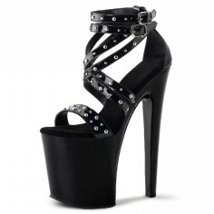 Rivet Party Dance Platform Sandals - 7 Inch Black on Black