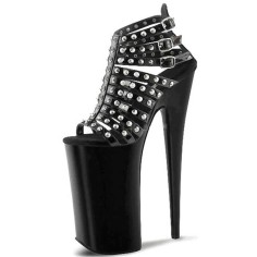 Rivet Gothic Dance Platform Sandals - 8 Inch Black on Black