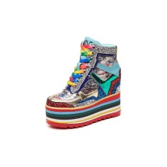 Rainbow Party Platform Arcade Vibe Silver Sneakers