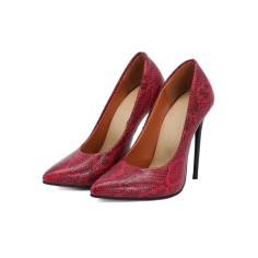 Snake Print High Heel Stiletto Pumps - Red