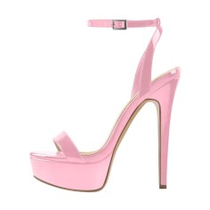Peep Toe Ankle Buckle Slingback Stiletto Sandals - Pink Patent