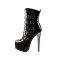 Italian Heels Round Toe Platform Side Zipper Decorated Straps Ankle Boots  - Black