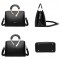 Medium Size Vegan Leather Fancy Crossbody Handbag - Black