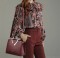 Medium Size Vegan Leather Fancy Crossbody Handbag - Burgundy