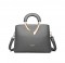 Medium Size Vegan Leather Fancy Crossbody Handbag - Grey