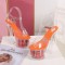 Rose Bouquet Platform Chunky Heels Peep Toe Ankle Straps Sandals - Orange