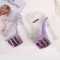Rose Bouquet Platform Chunky Heels Peep Toe Ankle Straps Sandals - Purple