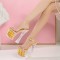 Rose Bouquet Platform Chunky Heels Peep Toe Ankle Straps Sandals - Yellow