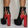 Flame Ankle Boots with Side Zipper - Black and Red
