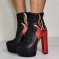 Flame Ankle Boots with Side Zipper - Black and Red