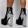 Flame Ankle Boots with Side Zipper - Black and Silver