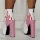 Flame Ankle Boots with Side Zipper - White and Pink