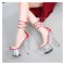 Transparent 6 Inch Italian Heels Peep Toe Ankle Gladiator Lace Up Sandals with Rinestones Crystal - Red