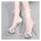 Transparent 7 Inch Italian Heels Peep Toe Ankle Gladiator Lace Up Sandals with Rinestones Crystal - Blue