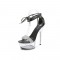 Transparent 6 Inch Italian Heels Peep Toe Ankle Gladiator Lace Up Sandals with Rinestones Crystal - Black