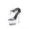 Transparent 7 Inch Italian Heels Peep Toe Ankle Gladiator Lace Up Sandals - Black