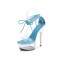 Transparent 6 Inch Italian Heels Peep Toe Ankle Gladiator Lace Up Sandals - Blue