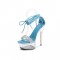 Transparent 6 Inch Italian Heels Peep Toe Ankle Gladiator Lace Up Sandals with Rinestones Crystal - Blue