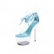 Transparent 7 Inch Italian Heels Peep Toe Ankle Gladiator Lace Up Sandals - Blue