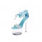 Transparent 7 Inch Italian Heels Peep Toe Ankle Gladiator Lace Up Sandals with Rinestones Crystal - Blue