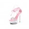 Transparent 6 Inch Italian Heels Peep Toe Ankle Gladiator Lace Up Sandals with Rinestones Crystal - Pink