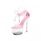 Transparent 7 Inch Italian Heels Peep Toe Ankle Gladiator Lace Up Sandals - Pink