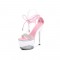 Transparent 7 Inch Italian Heels Peep Toe Ankle Gladiator Lace Up Sandals with Rinestones Crystal - Pink