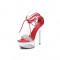 Transparent 6 Inch Italian Heels Peep Toe Ankle Gladiator Lace Up Sandals with Rinestones Crystal - Red