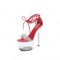 Transparent 7 Inch Italian Heels Peep Toe Ankle Gladiator Lace Up Sandals with Rinestones Crystal - Red